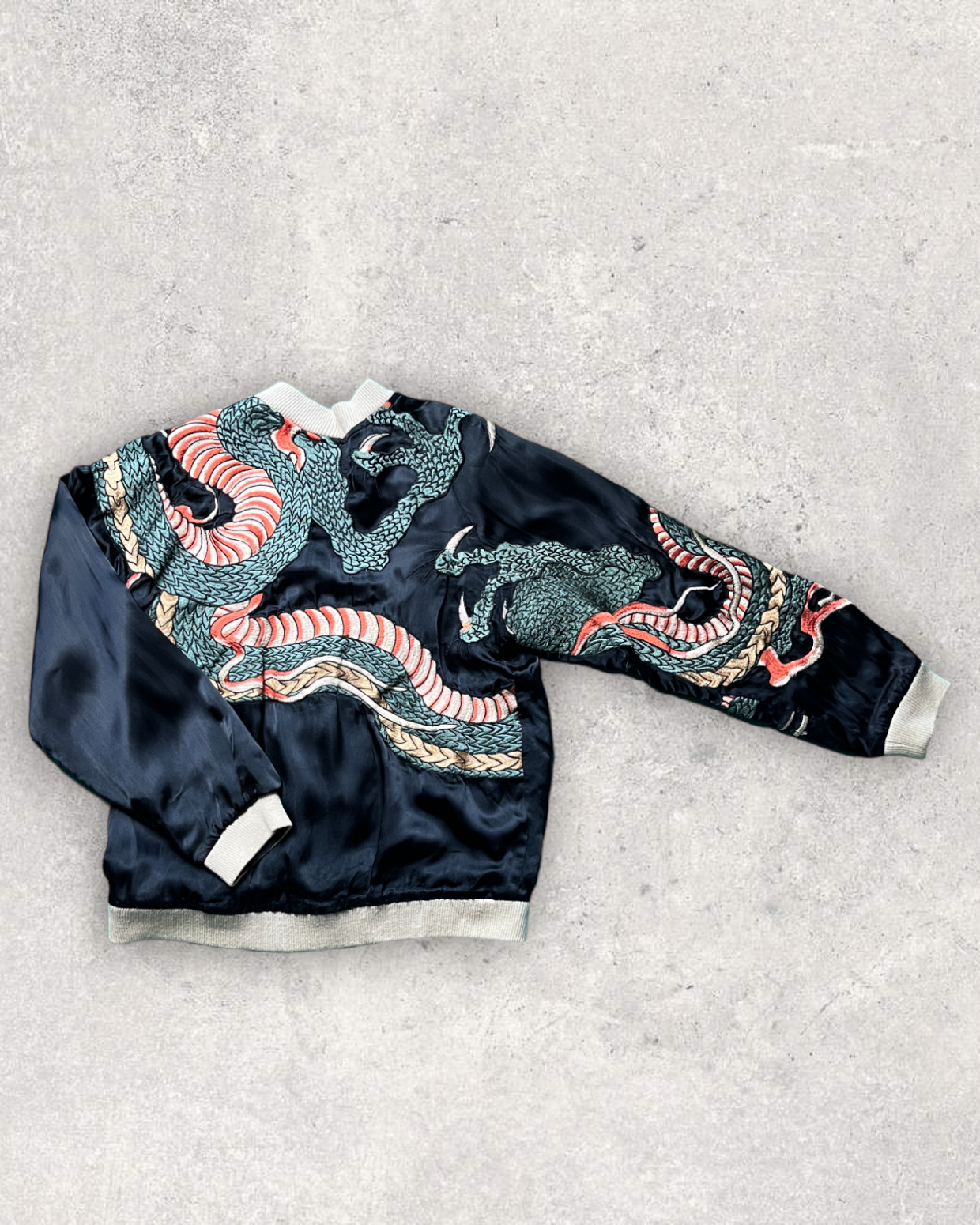 Mens Souvenir Jacket Sukajan Japanese Pattern Embroidery REVERSIBLE Dragon Tiger