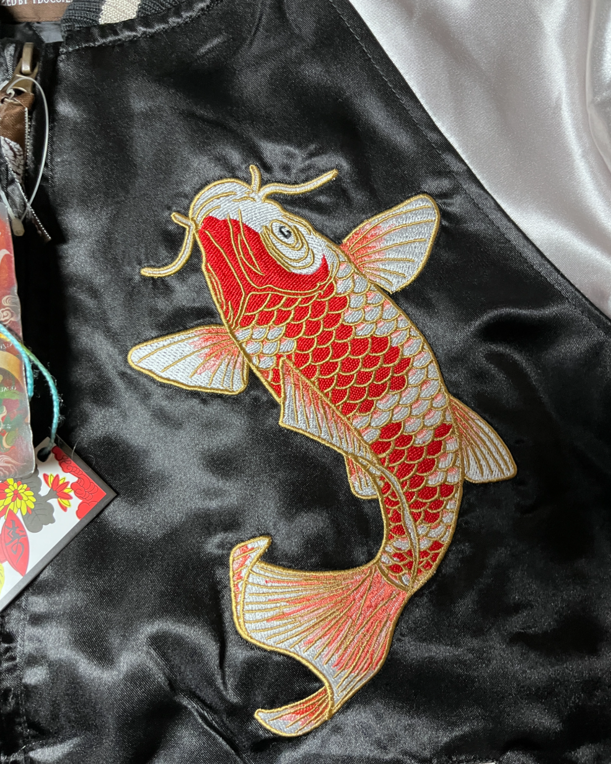 Koi carp embroidery Inside quilt fabric sukajan | Winter | Brand new