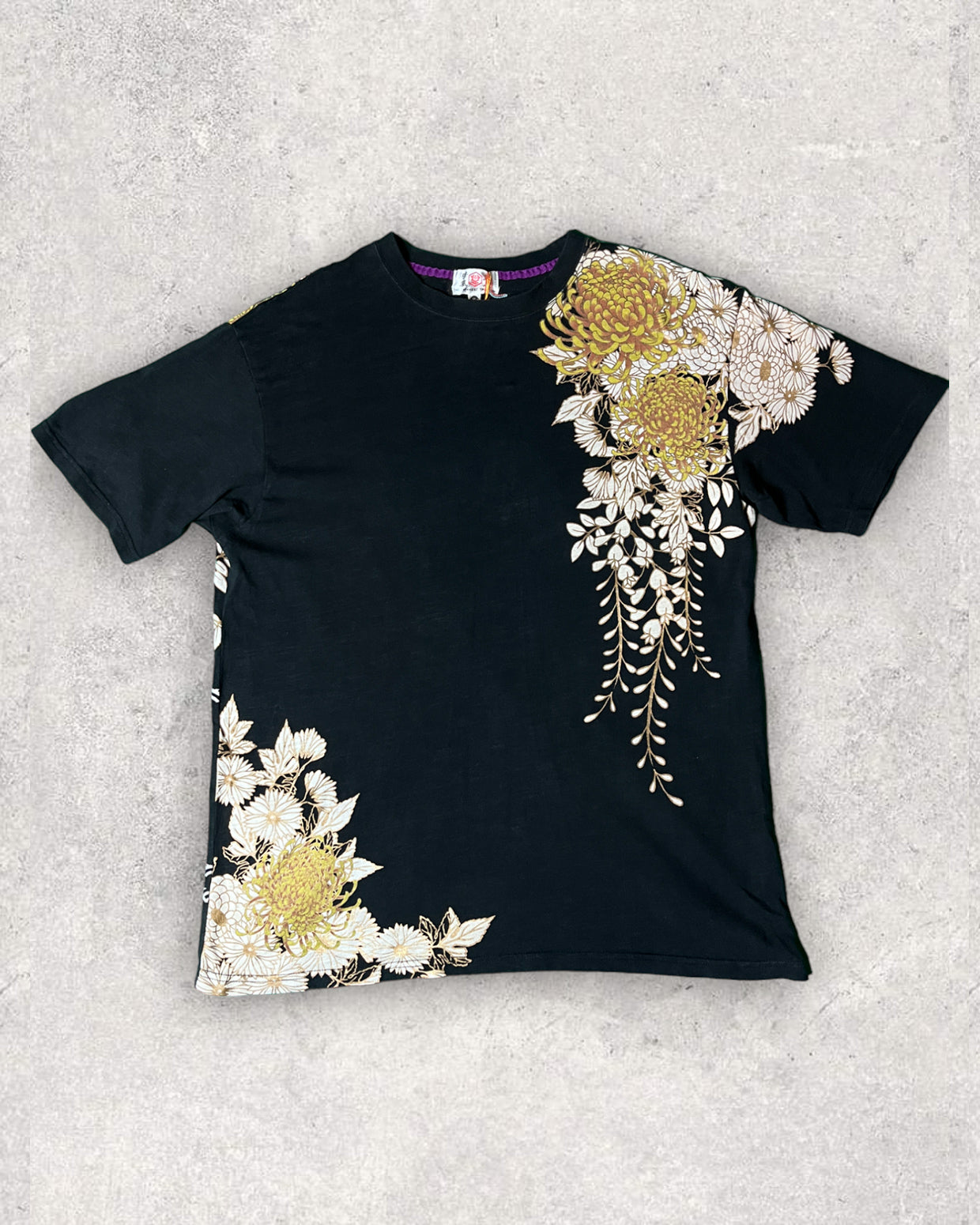 Kacho-fu-getsu Luxury Embroidery Japanese Pattern Phoenix Short-sleeved Vintage t-shirt XL Size