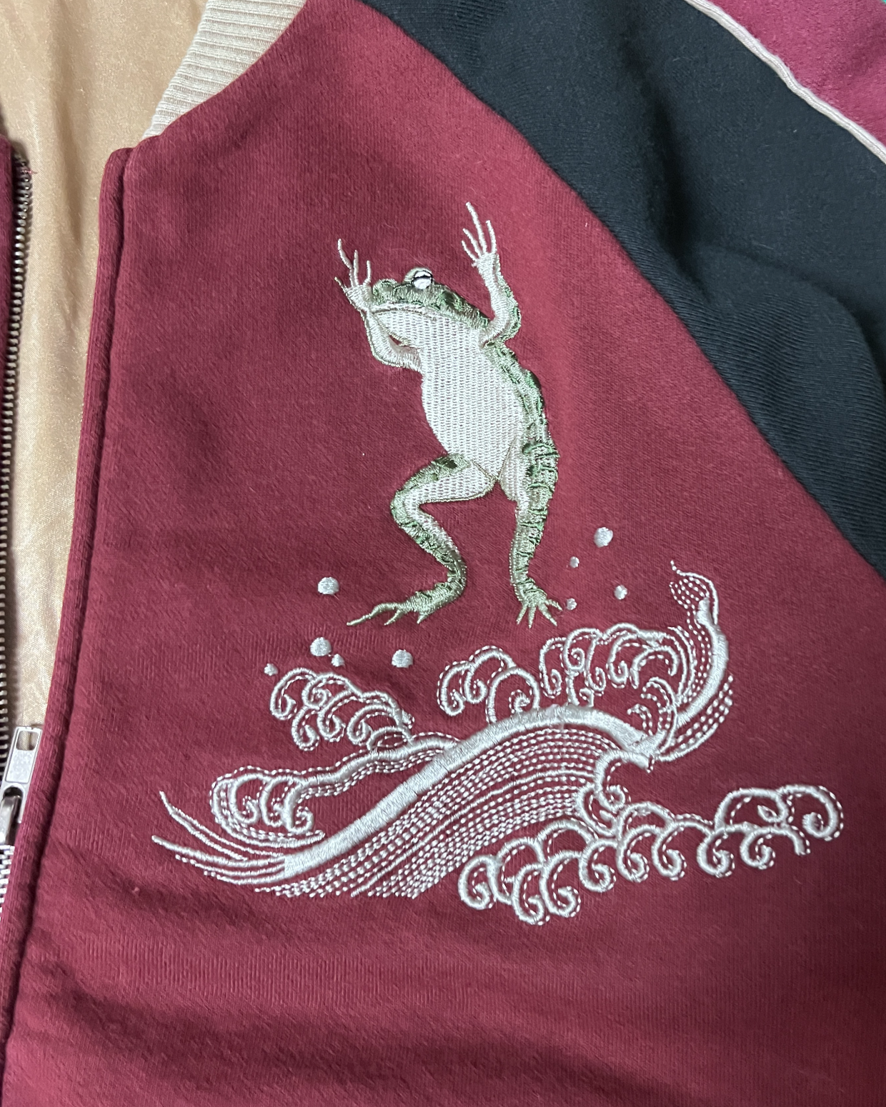 Sukajan, embroidered, three round one, frog pattern.| spring/Autumn | Vintage