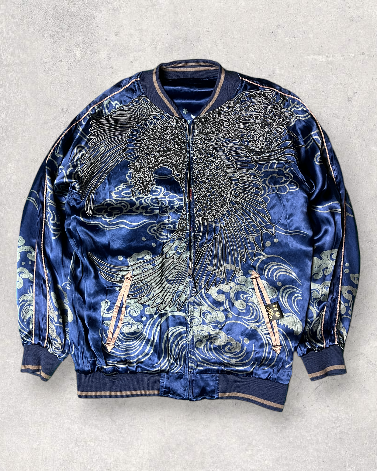 MIYABIMUSUBI Reversible Tiger and carp Sakura Bomber Jacket | Winter/Autumn | Vintage
