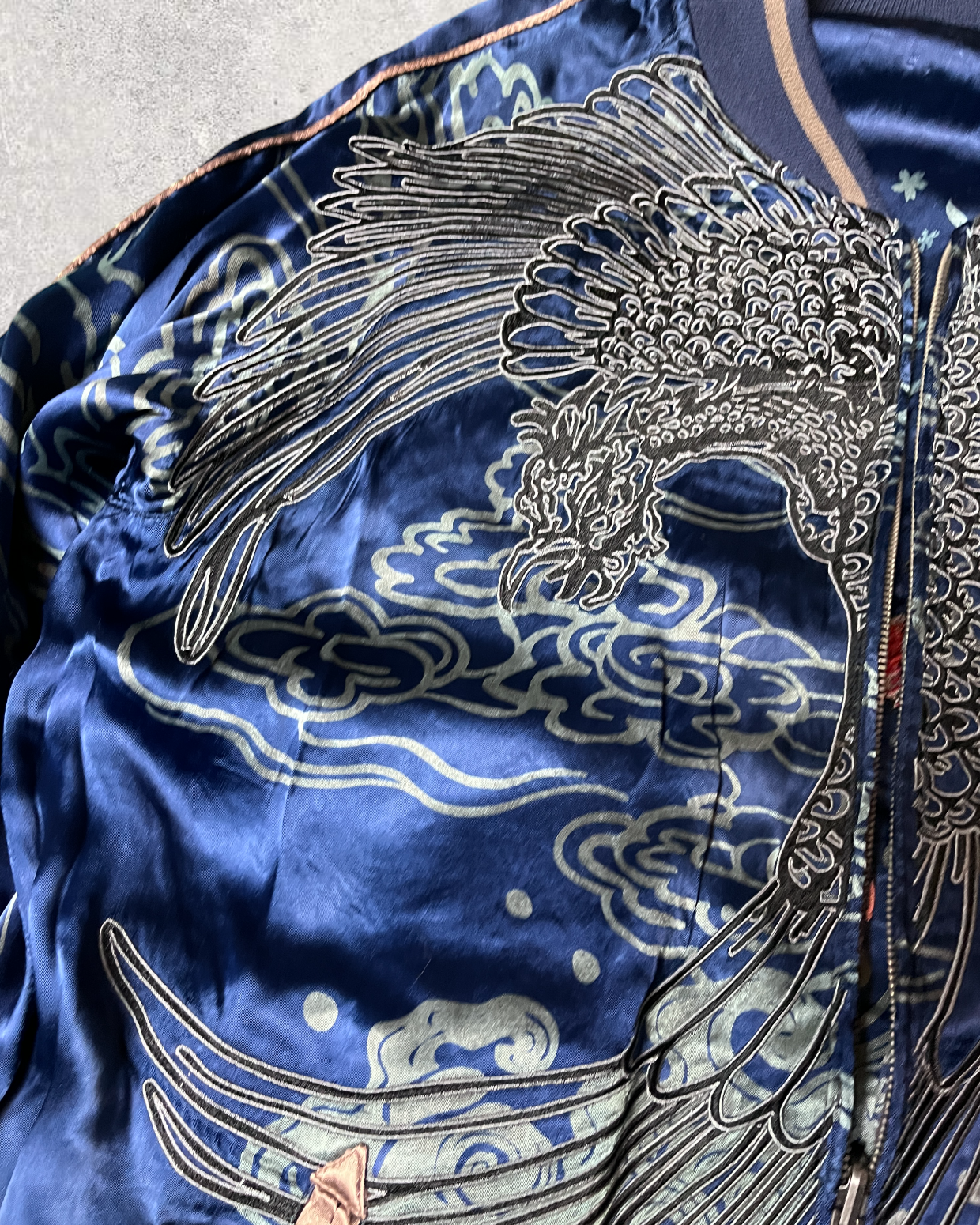 MIYABIMUSUBI Reversible Tiger and carp Sakura Bomber Jacket | Winter/Autumn | Vintage