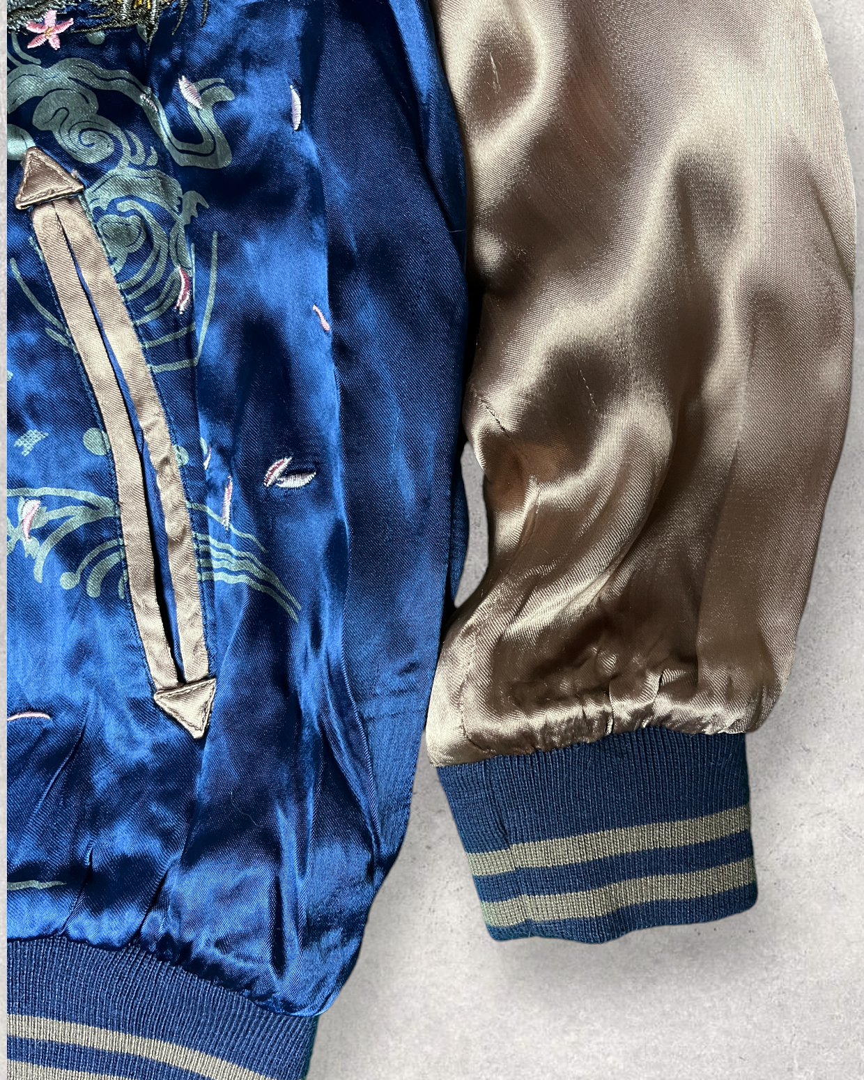 MIYABIMUSUBI Reversible Tiger and carp Sakura Bomber Jacket | Winter/Autumn | Vintage
