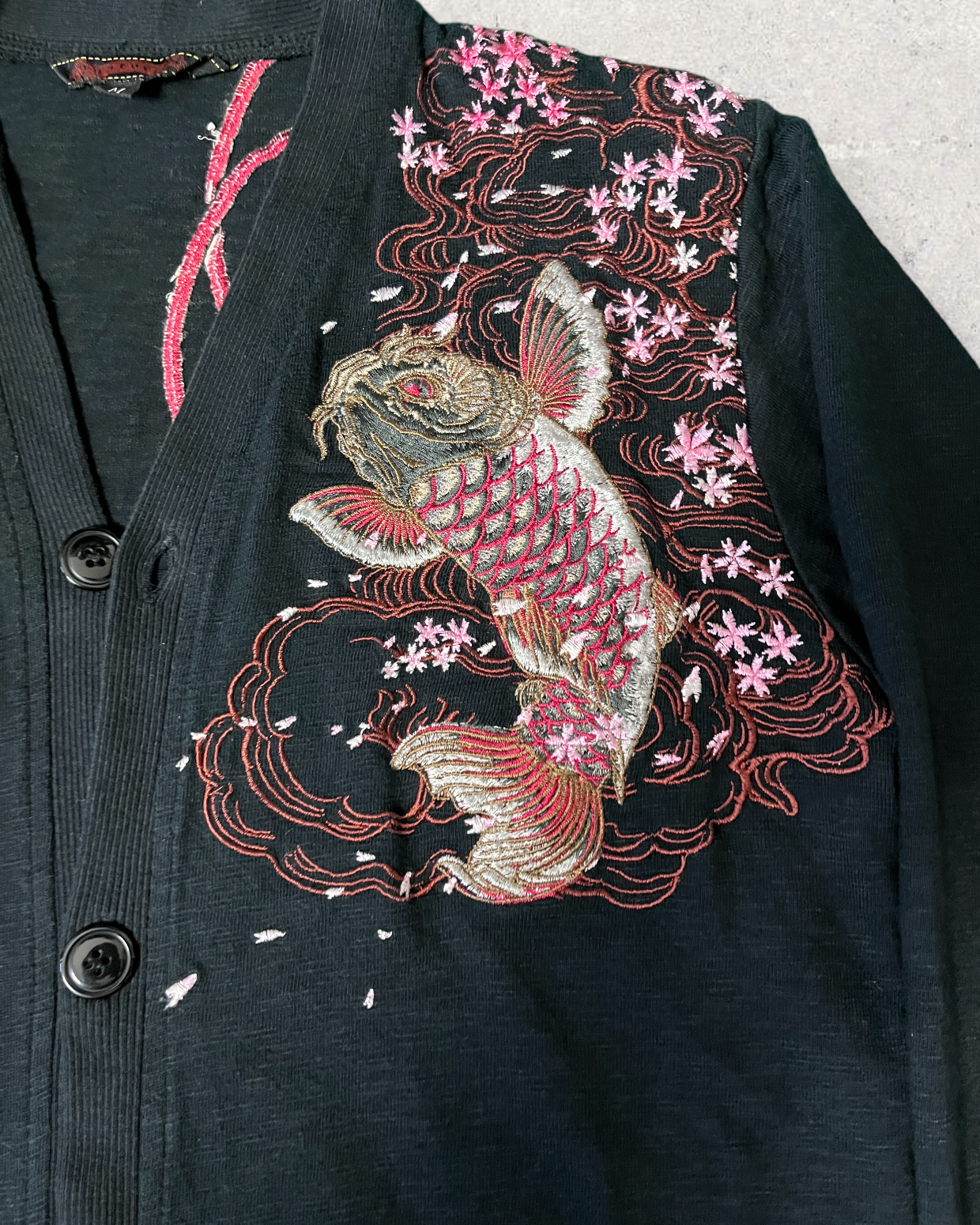 Cardigan Carp Red eye Japanese pattern | vintage