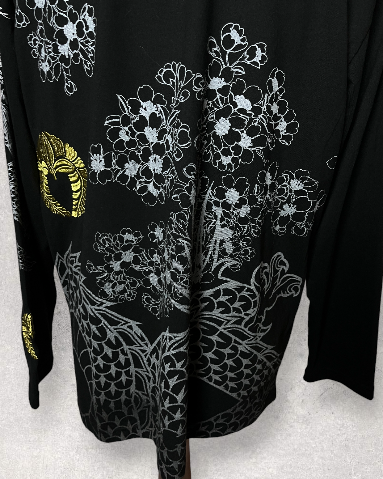 Dragon Japanese pattern Black Long T - shirts | Vintage