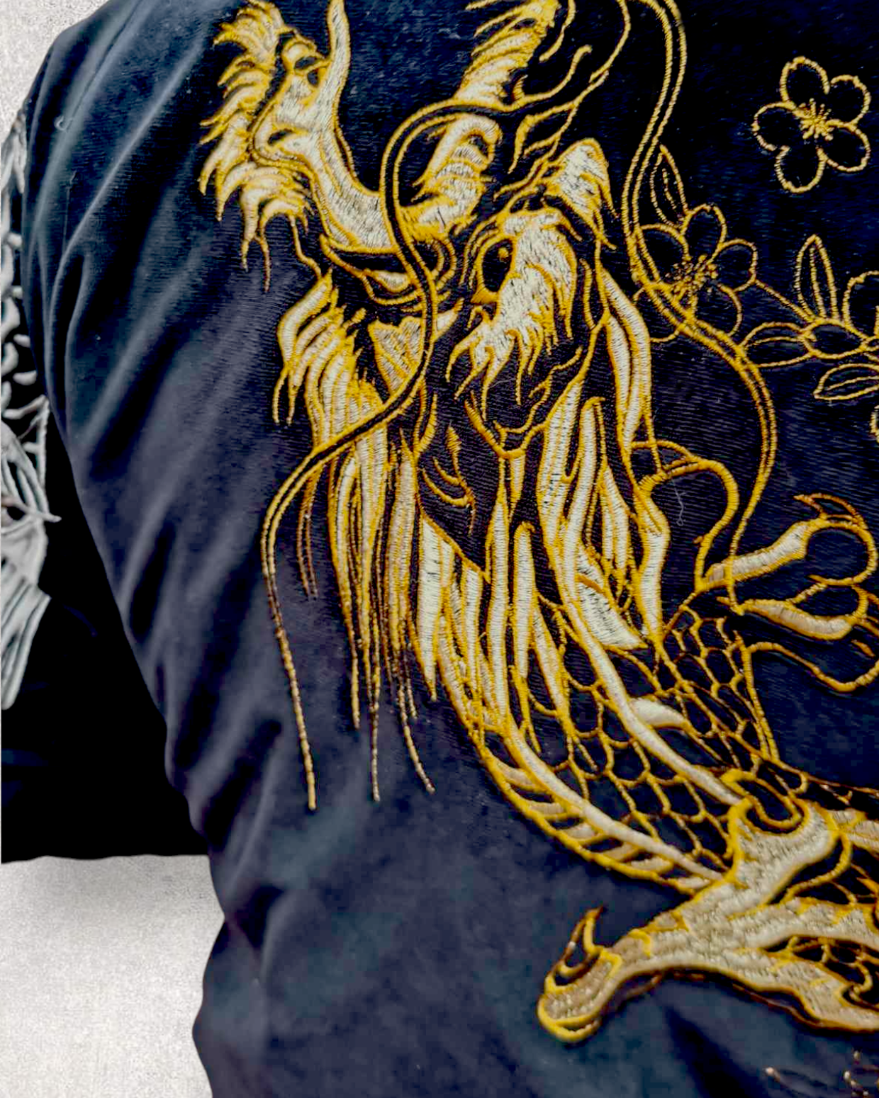 Bomber Jacket Dragon and Koi Premium Vintage / Single XL L