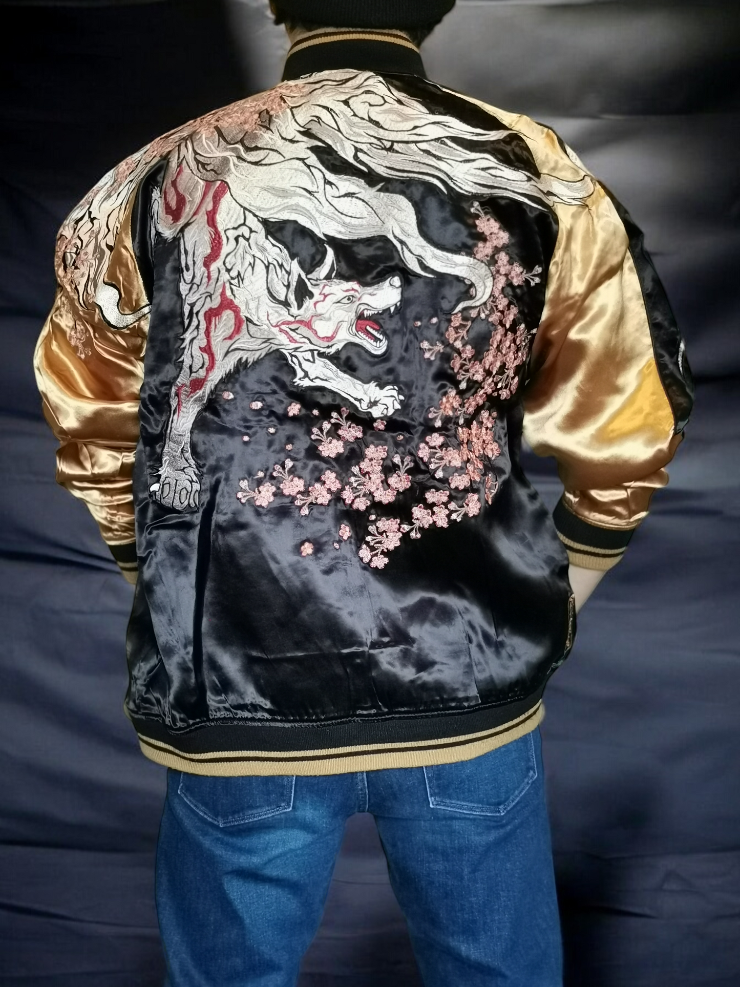 White wolf flurry of falling cherry blossoms | Autumn/winter | Vintage