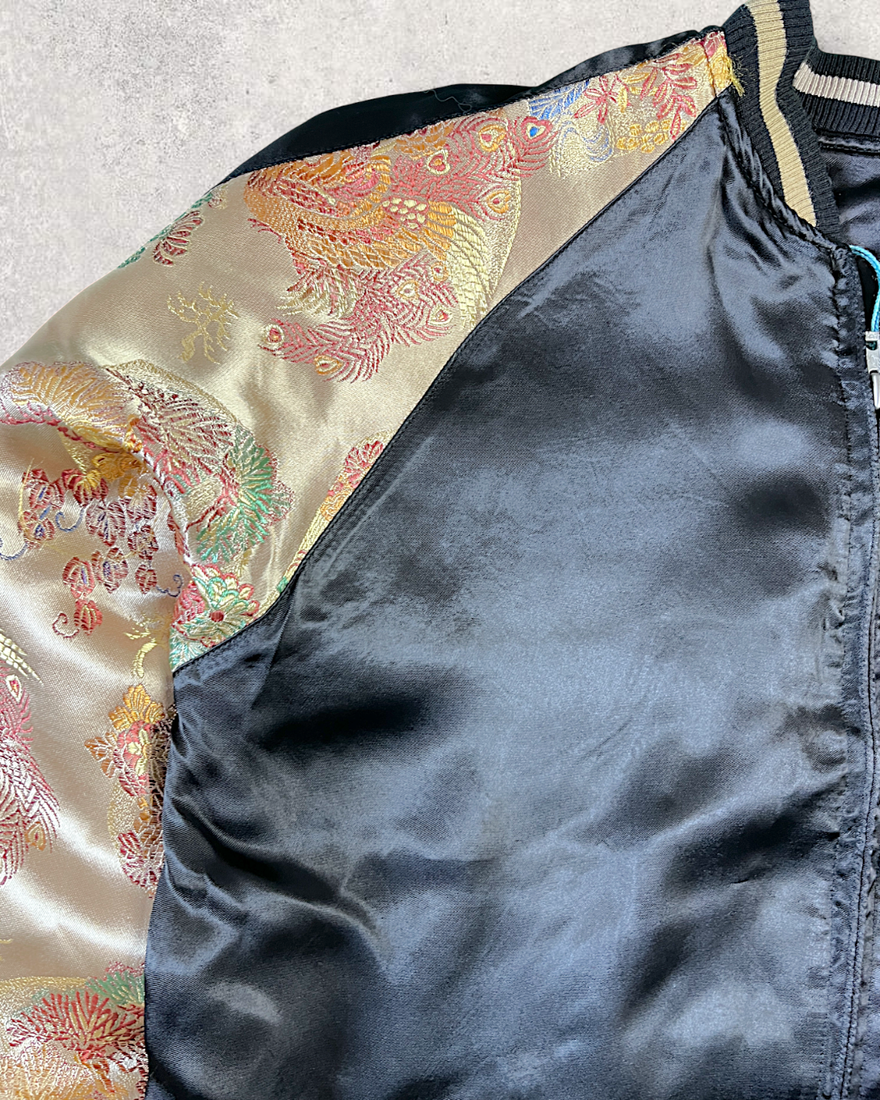 【XL Dragon Reversible Sukajan】Cloud-Embroidered Dragon × Brocade Pattern Sleeves | One-of-a-Kind Statement Jacket