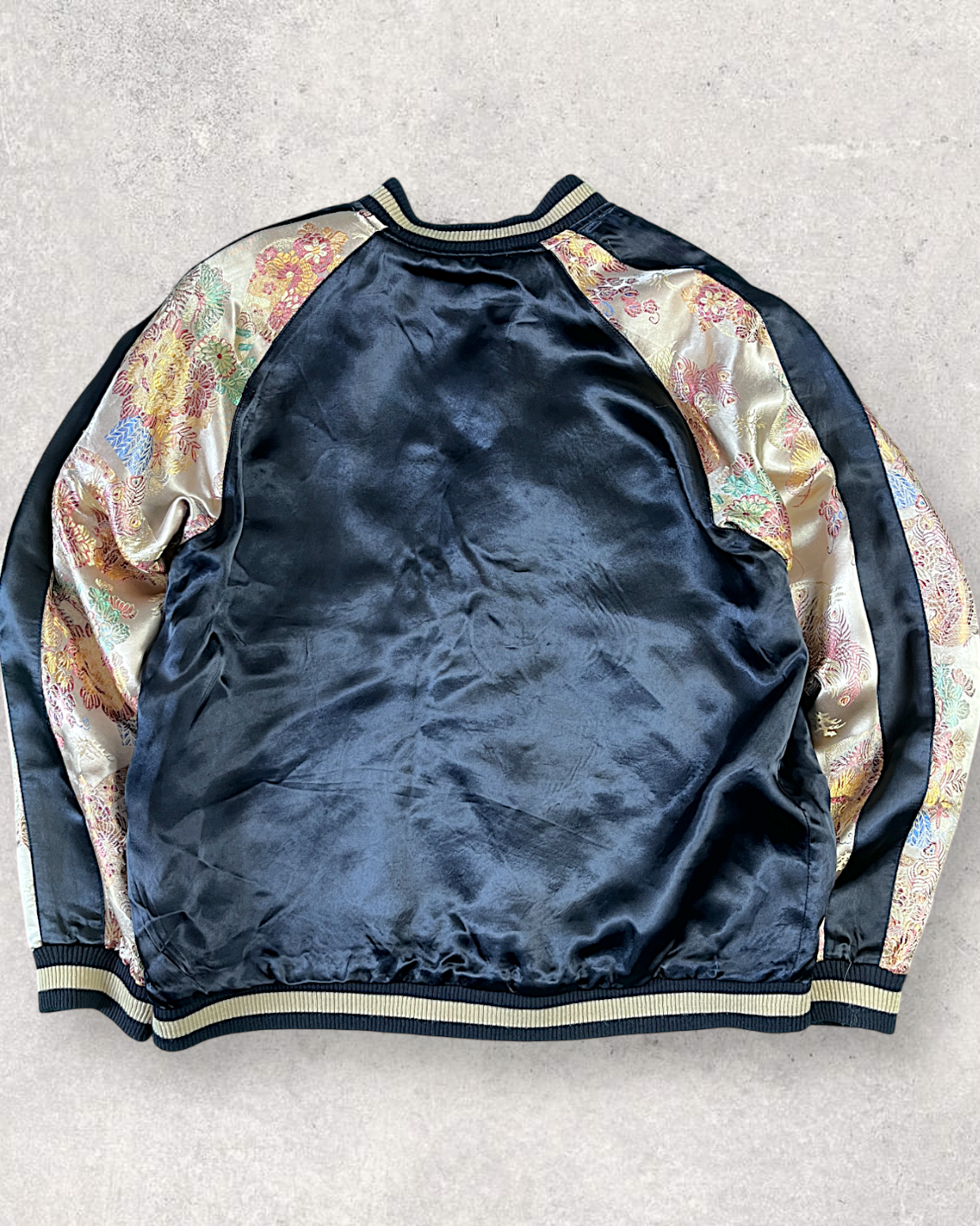 【XL Dragon Reversible Sukajan】Cloud-Embroidered Dragon × Brocade Pattern Sleeves | One-of-a-Kind Statement Jacket