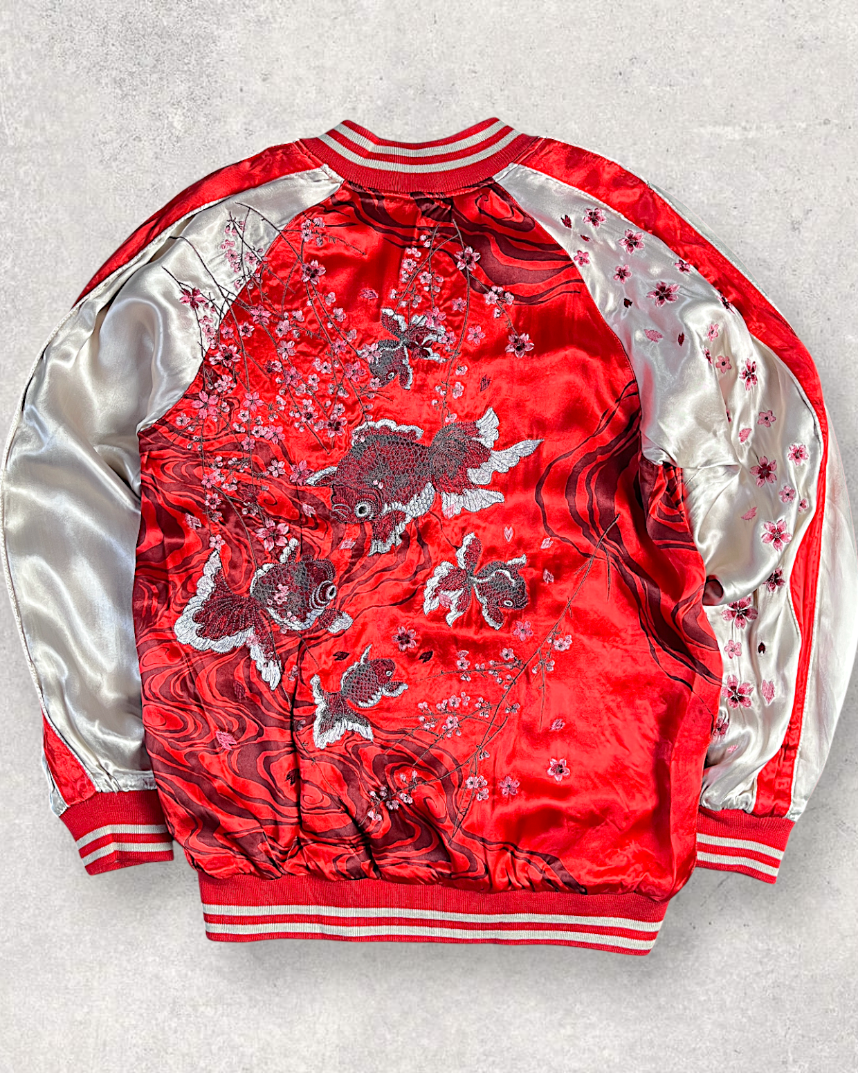 L】Brand New Reversible Sukajan Jacket – Koi Sakura / Dragon Skull
