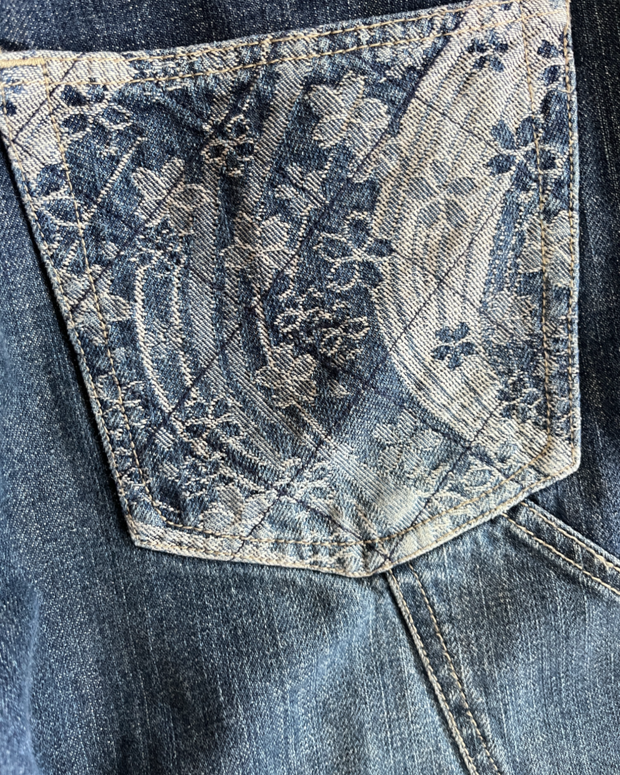 Sakura pattern Japanese embroidery vintage jeans