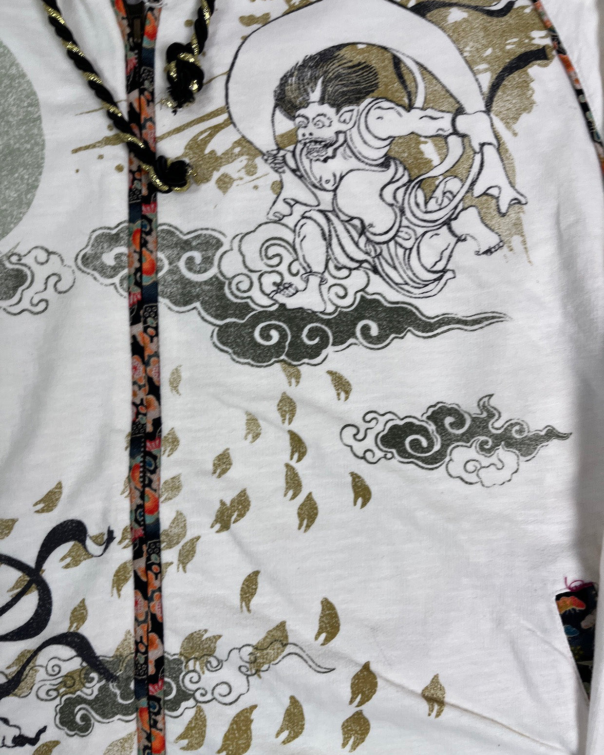 [God of Wind and god of thunder] White Japanese pattern hoodies  Vintage - hoodie