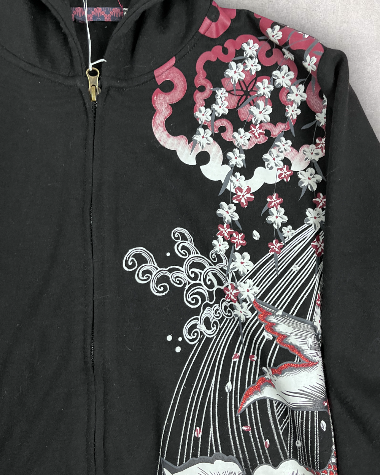 [TORYUMON RISING Double KOI] Embroidery traditional Japanese pattern Vintage - hoodie