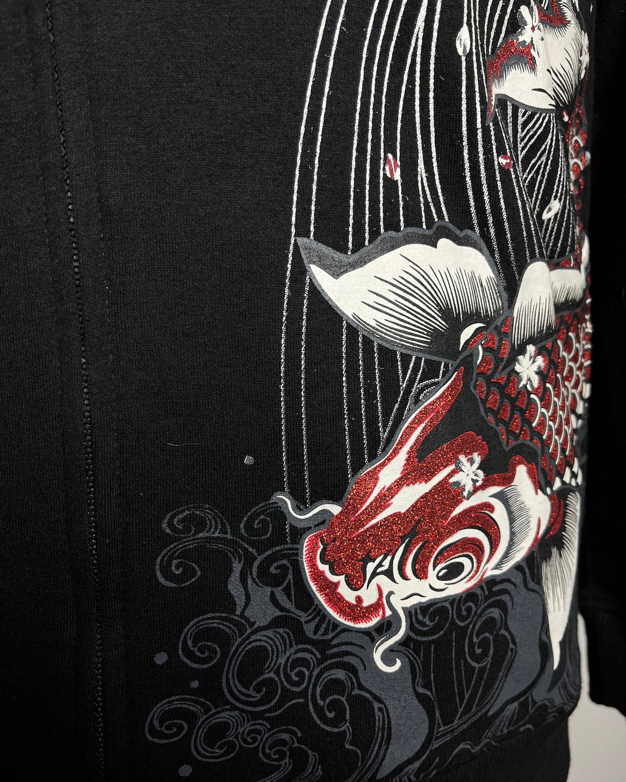 [TORYUMON RISING Double KOI] Embroidery traditional Japanese pattern Vintage - hoodie