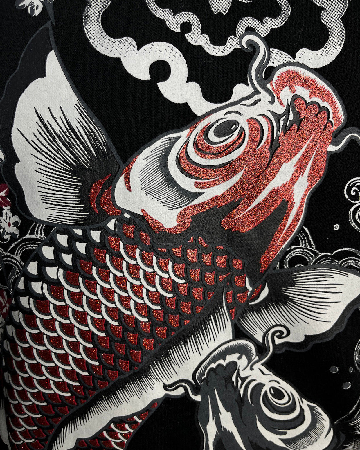 [TORYUMON RISING Double KOI] Embroidery traditional Japanese pattern Vintage - hoodie