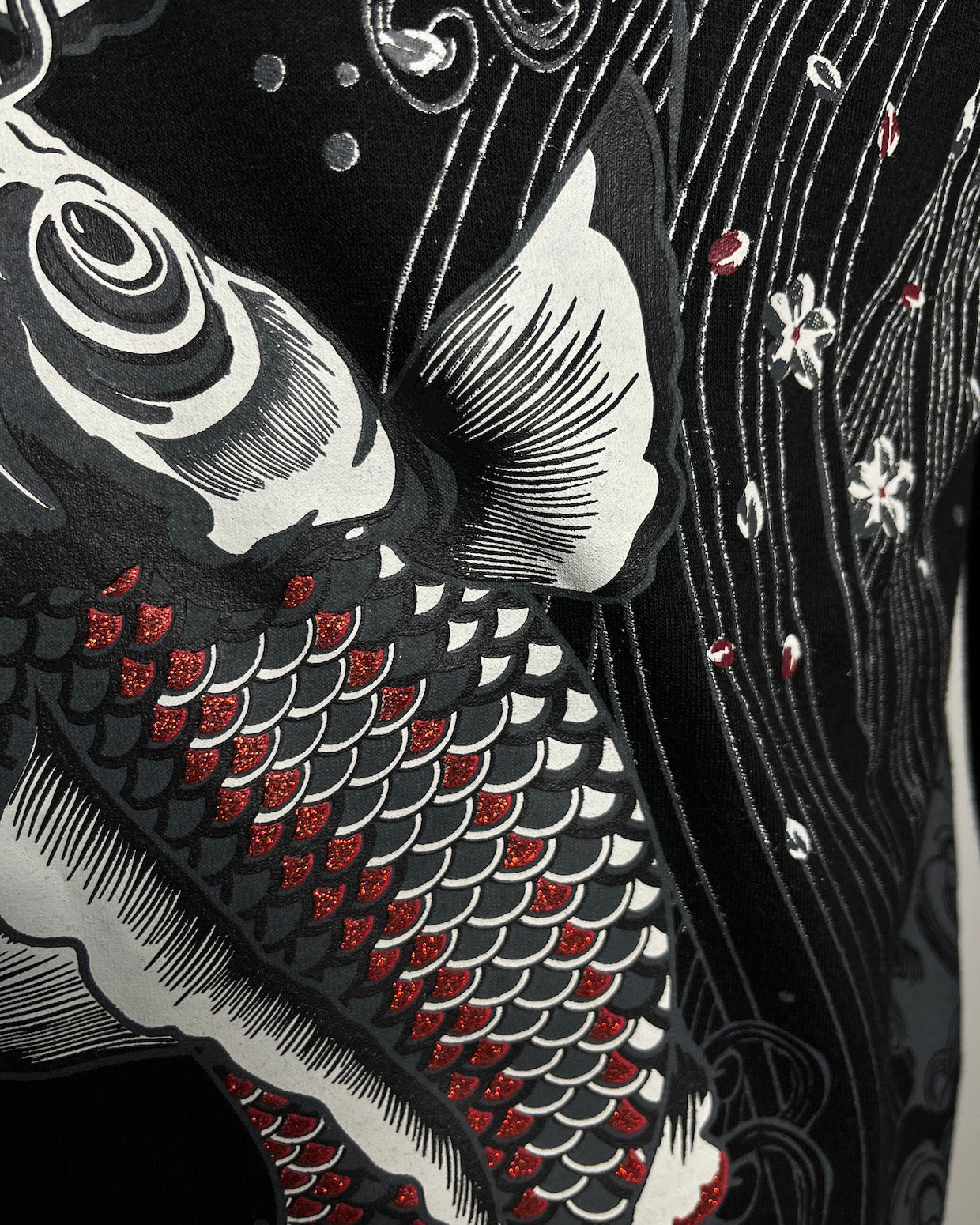 [TORYUMON RISING Double KOI] Embroidery traditional Japanese pattern Vintage - hoodie