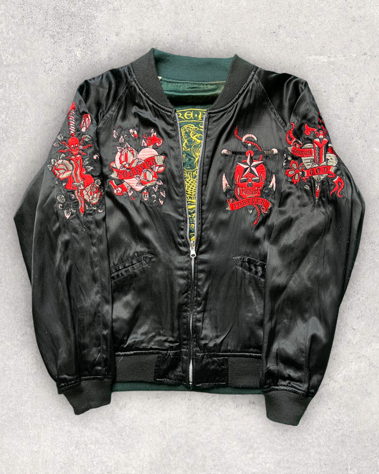 Vintage Sukajan with Skull and European Mermaid Embroidery that Stir the Soul