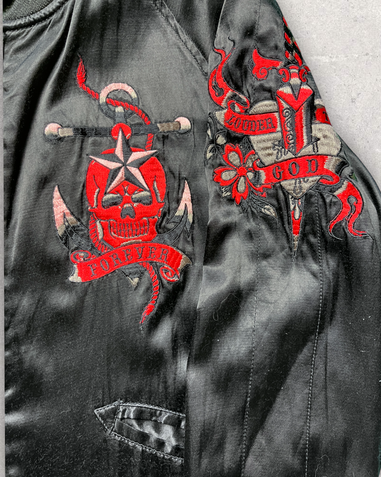 Vintage Sukajan with Skull and European Mermaid Embroidery that Stir the Soul
