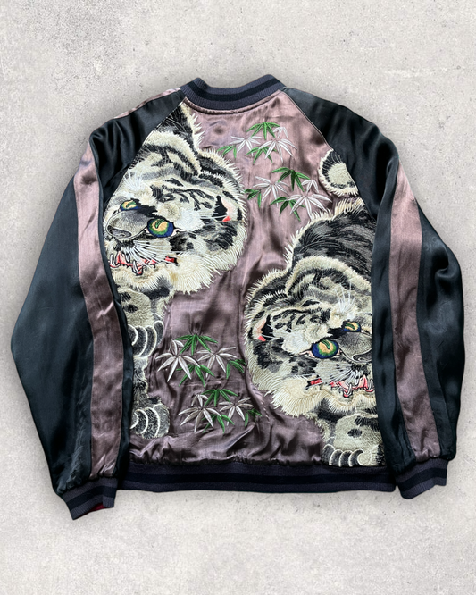 Powerful Reversible Sukajan with Two Roaring Tigers