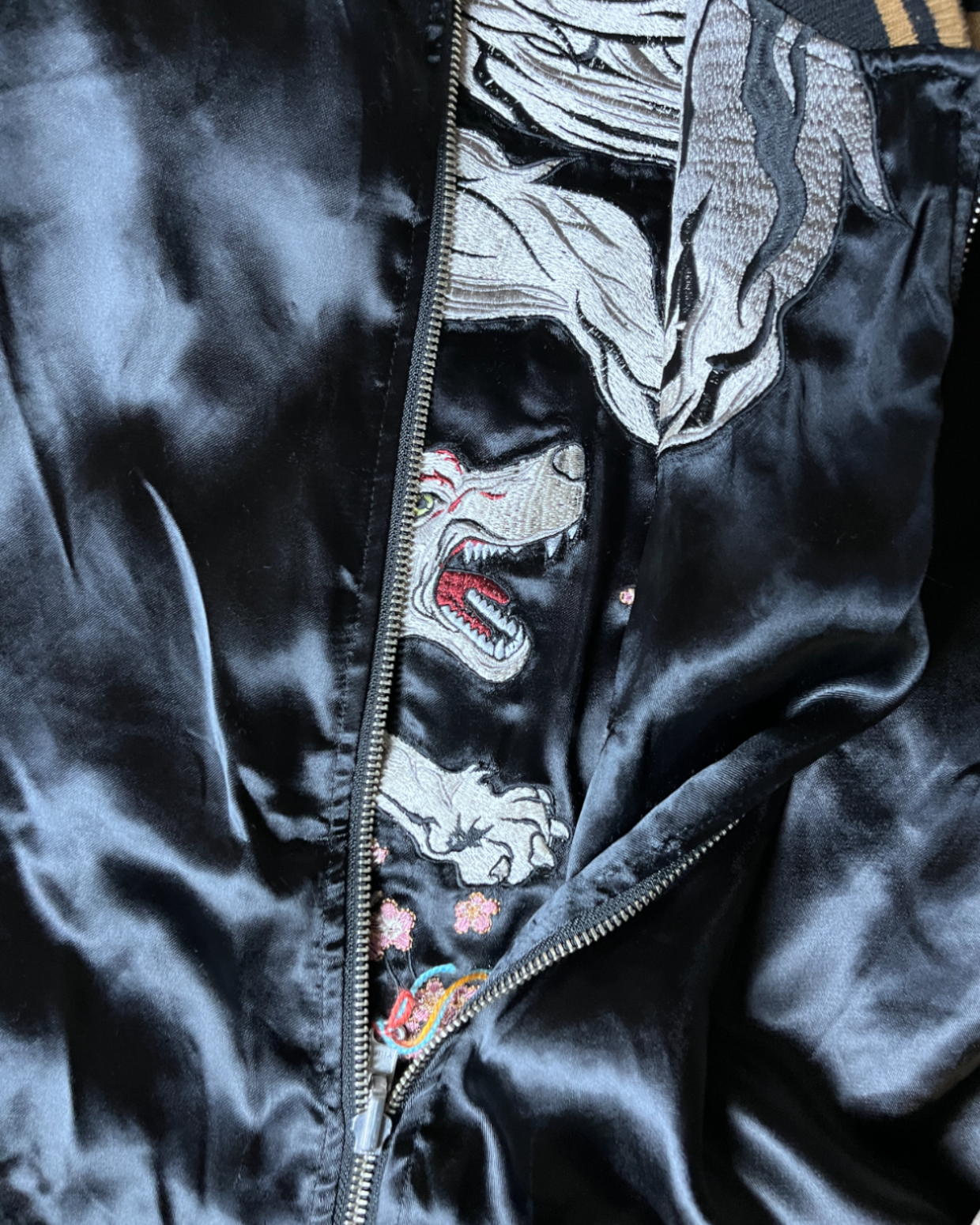 White wolf flurry of falling cherry blossoms | Autumn/winter | Vintage