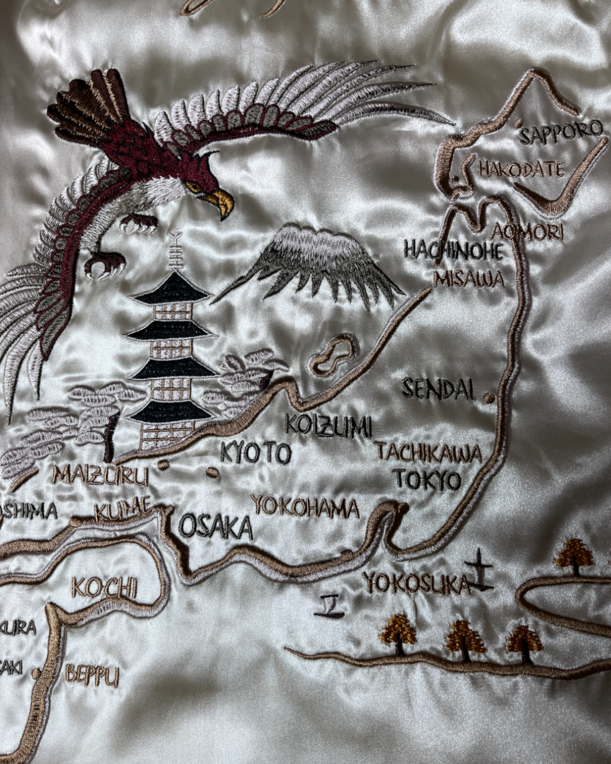 [S] ALPHA INDESTERS - Tiger x Dragon Japan map | Vintage Jacket