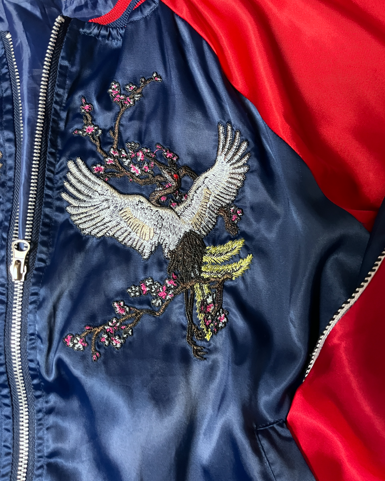 KOREA Sukajan Red and blue bird  bomber sukajan jacket | Spring | Vintage
