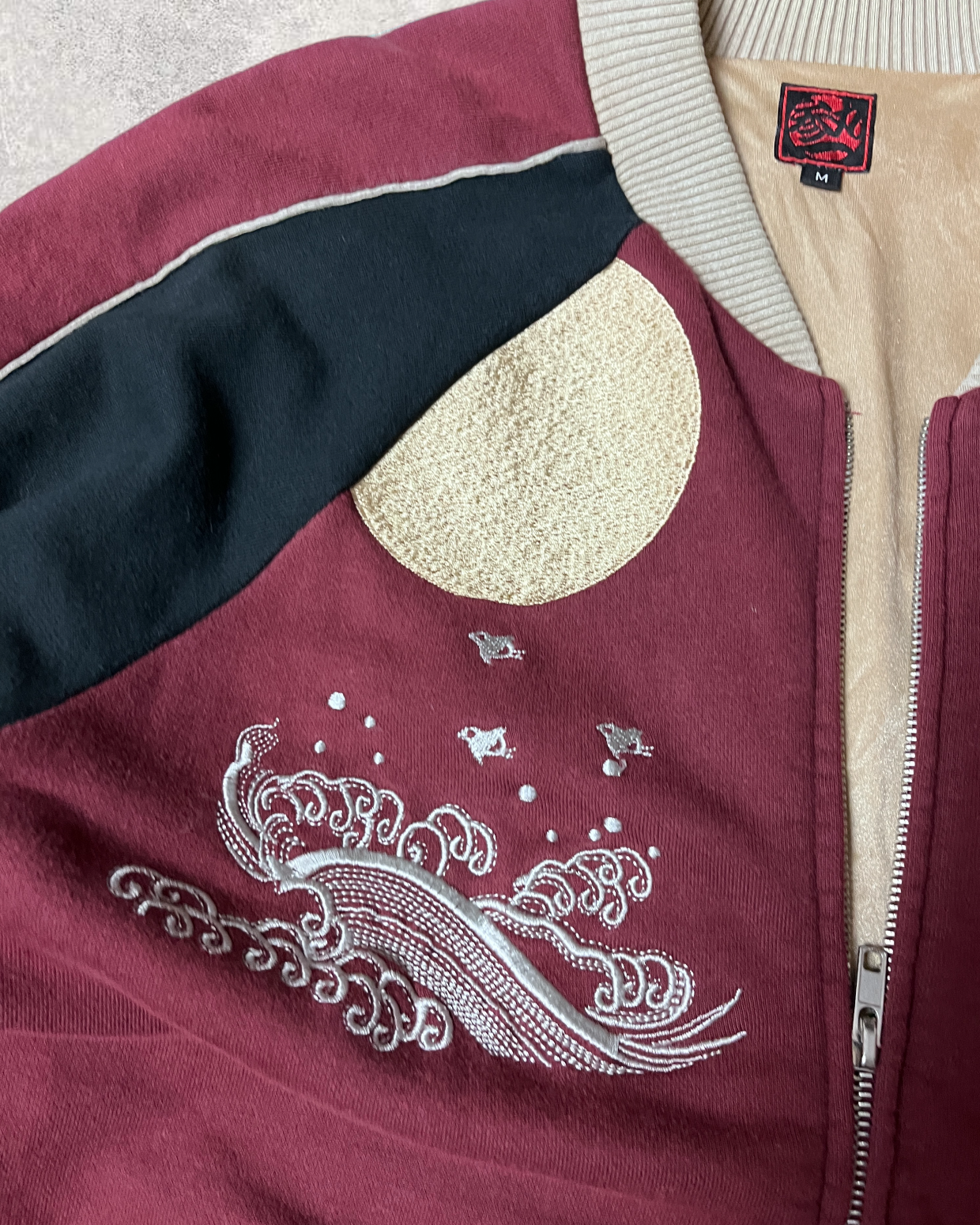 Sukajan, embroidered, three round one, frog pattern.| spring/Autumn | Vintage