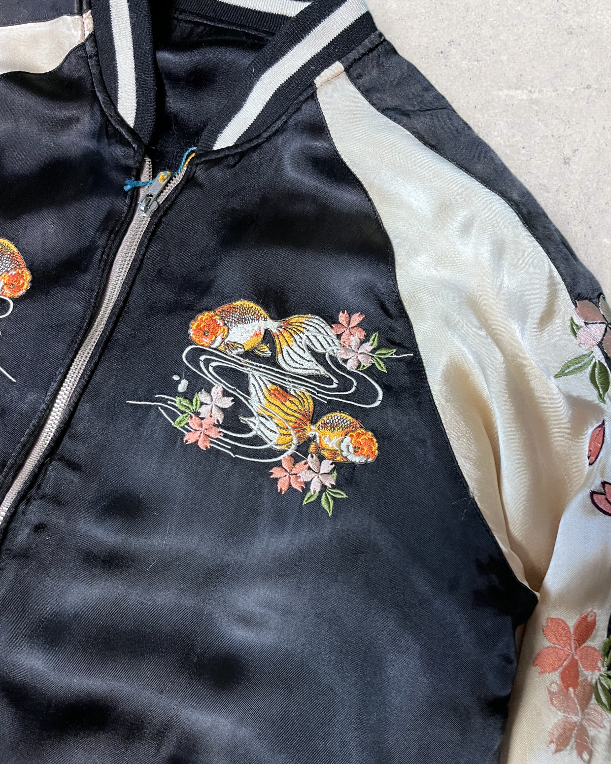 Japanese transitonal design gold fish sukajan | spring | Vintage