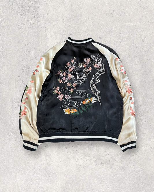 Japanese transitonal design gold fish sukajan | spring | Vintage