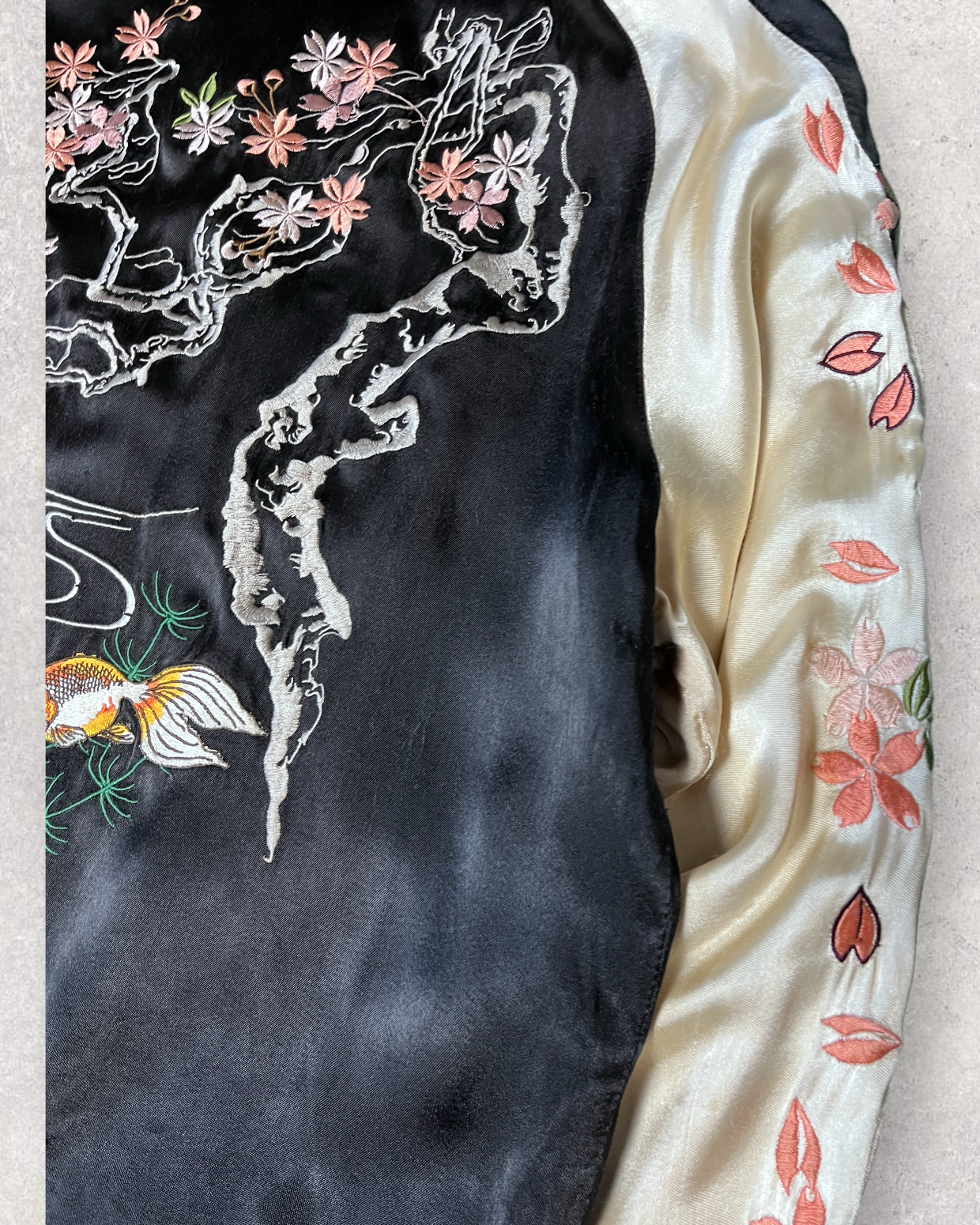 Japanese transitonal design gold fish sukajan | spring | Vintage