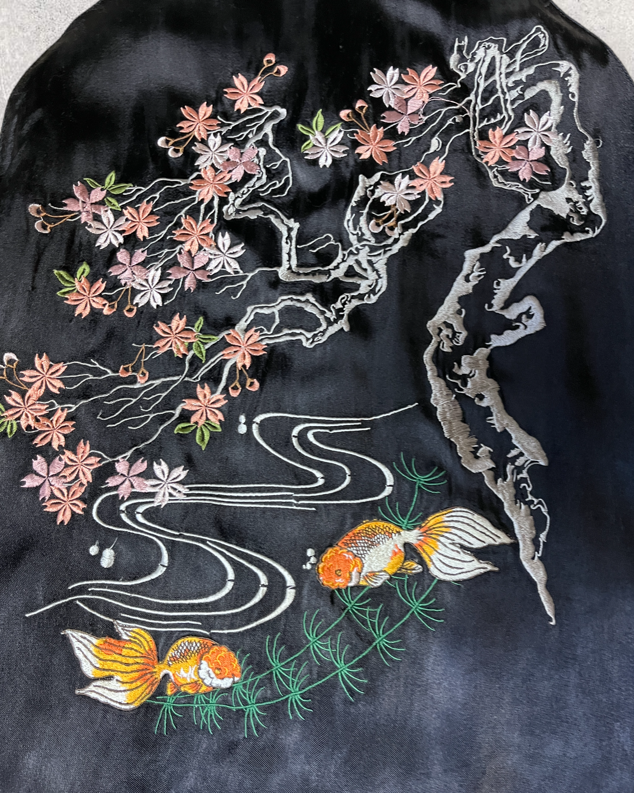 Japanese transitonal design gold fish sukajan | spring | Vintage
