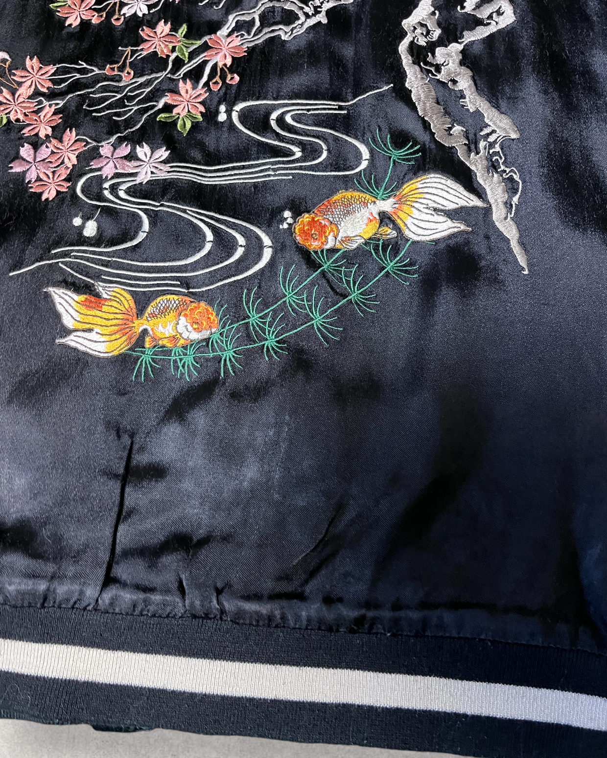 Japanese transitonal design gold fish sukajan | spring | Vintage