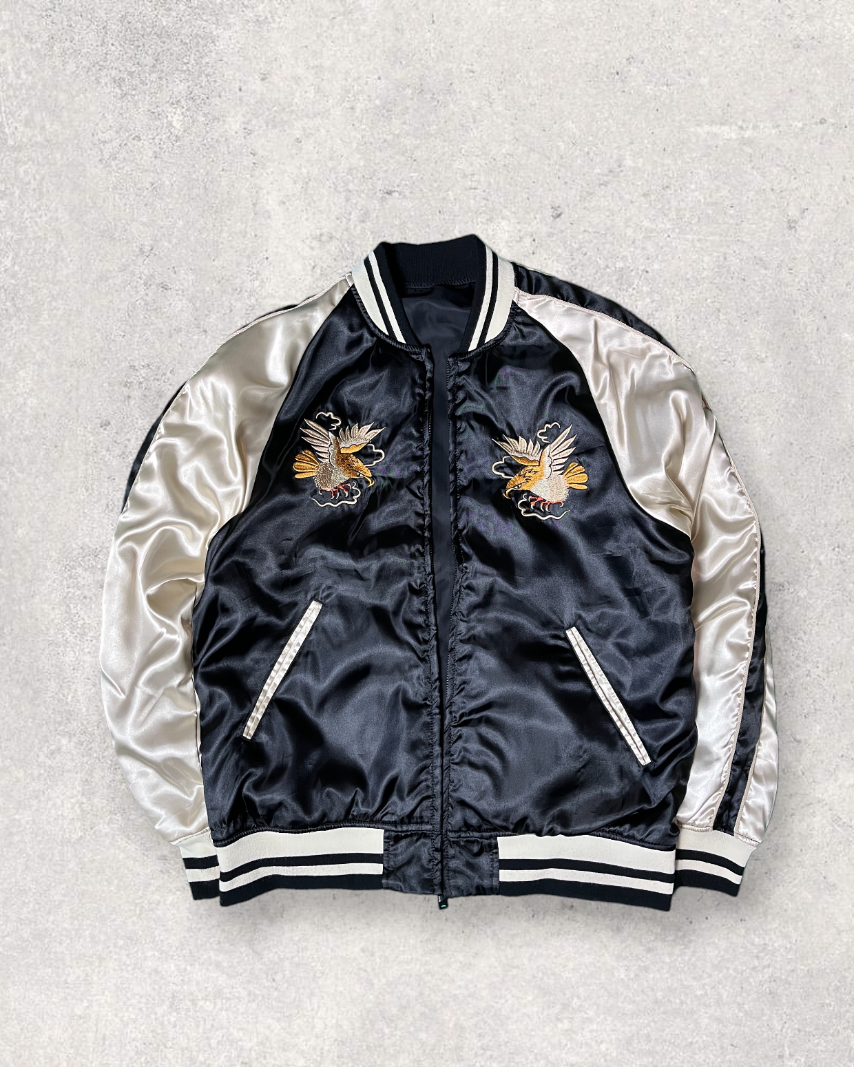 Reversible MA-1 Bomber Sukajan black | Winter Autumn | Vintage