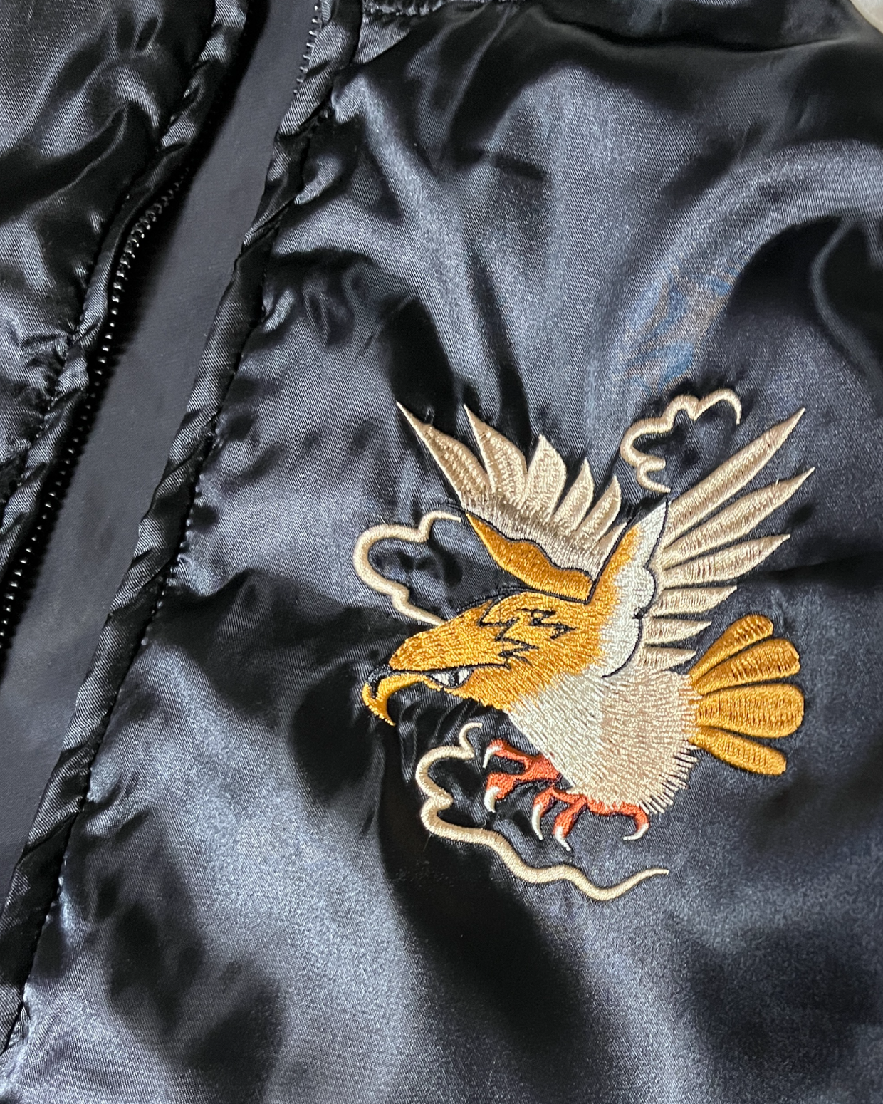 Reversible MA-1 Bomber Sukajan black | Winter Autumn | Vintage