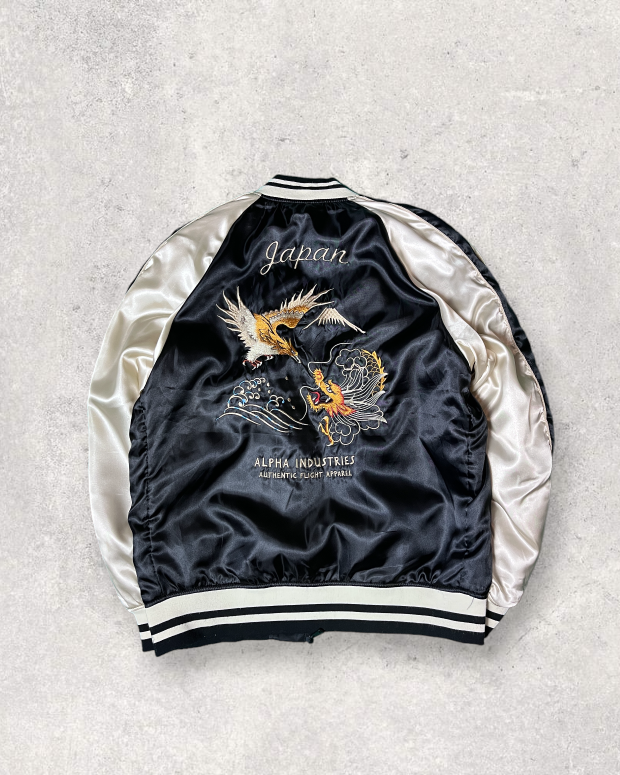 Reversible MA-1 Bomber Sukajan black | Winter Autumn | Vintage