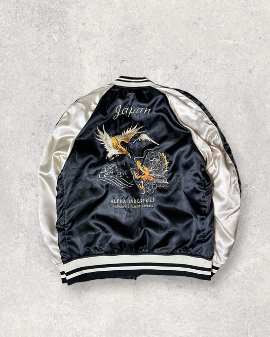 Reversible MA-1 Bomber Sukajan black | Winter Autumn | Vintage