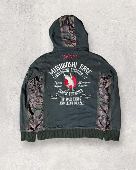 Sanmaruichi Banzai Frog Embroidered Jumper L size Japanese Pattern Military Pattern Style | spring/Autumn | Vintage