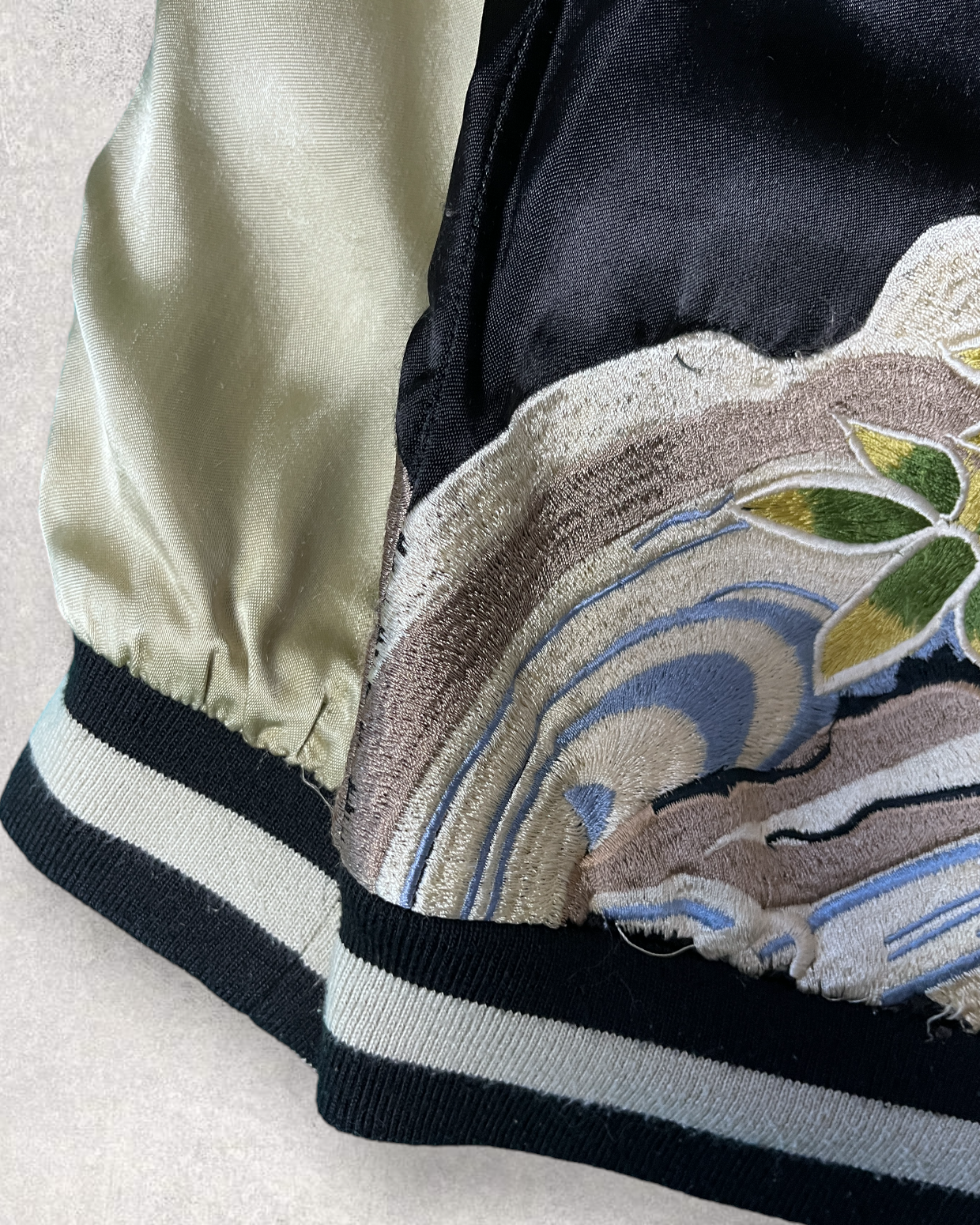 【L】Reversible Sukajan – Embroidered Koi Waterfall Japanese Satin Jacket