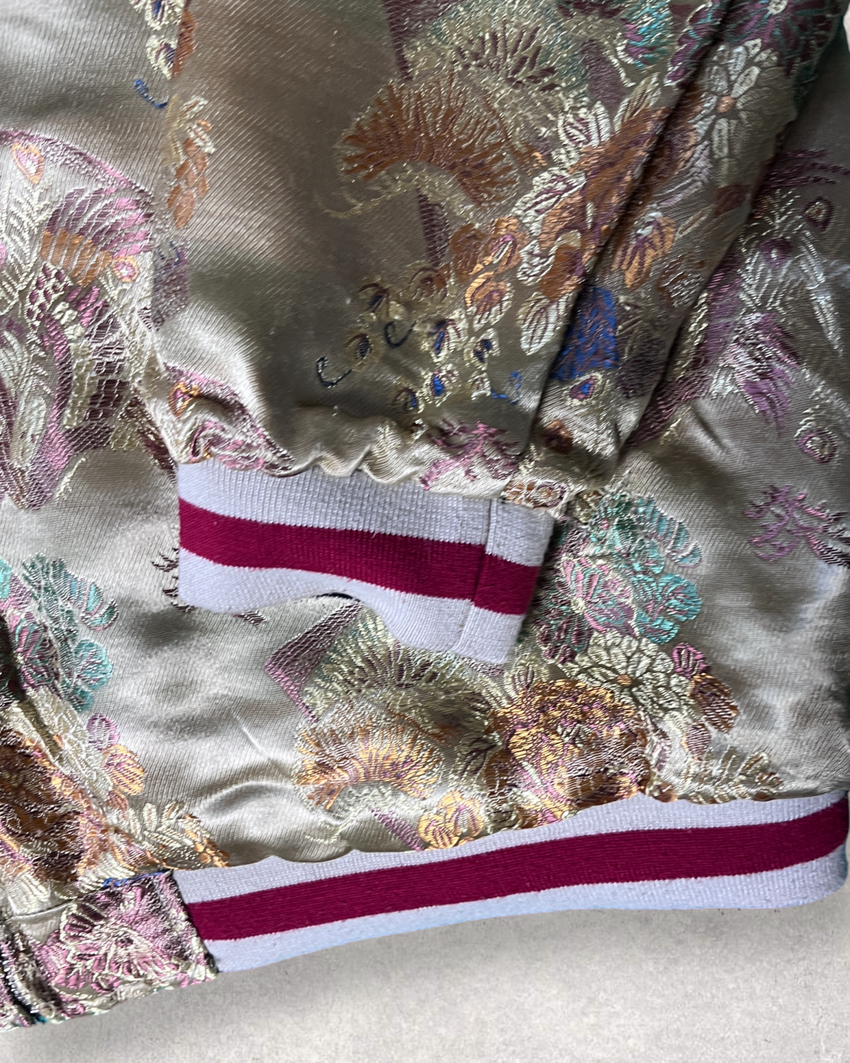 【L】Reversible Sukajan – Embroidered Koi Waterfall Japanese Satin Jacket