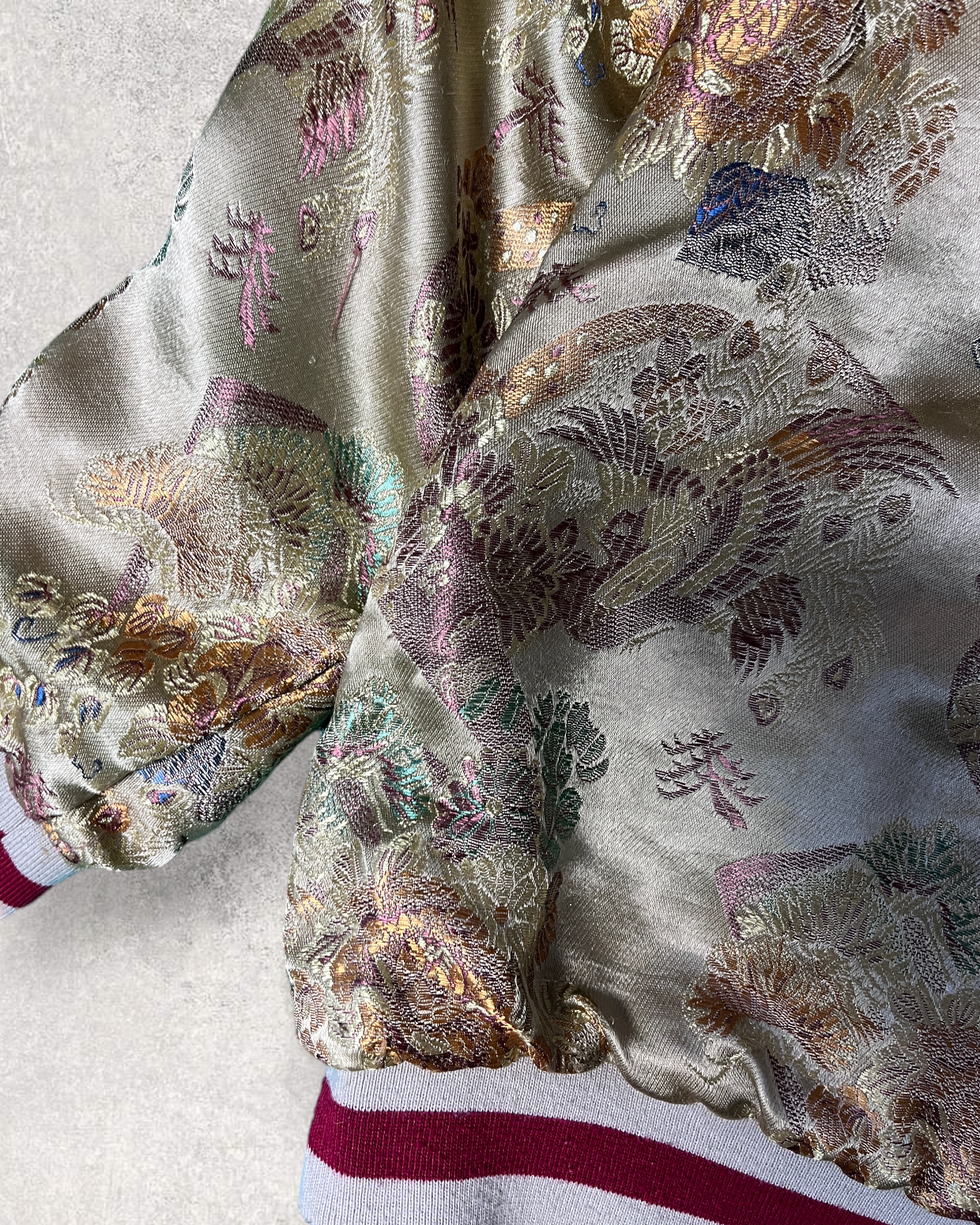 【L】Reversible Sukajan – Embroidered Koi Waterfall Japanese Satin Jacket