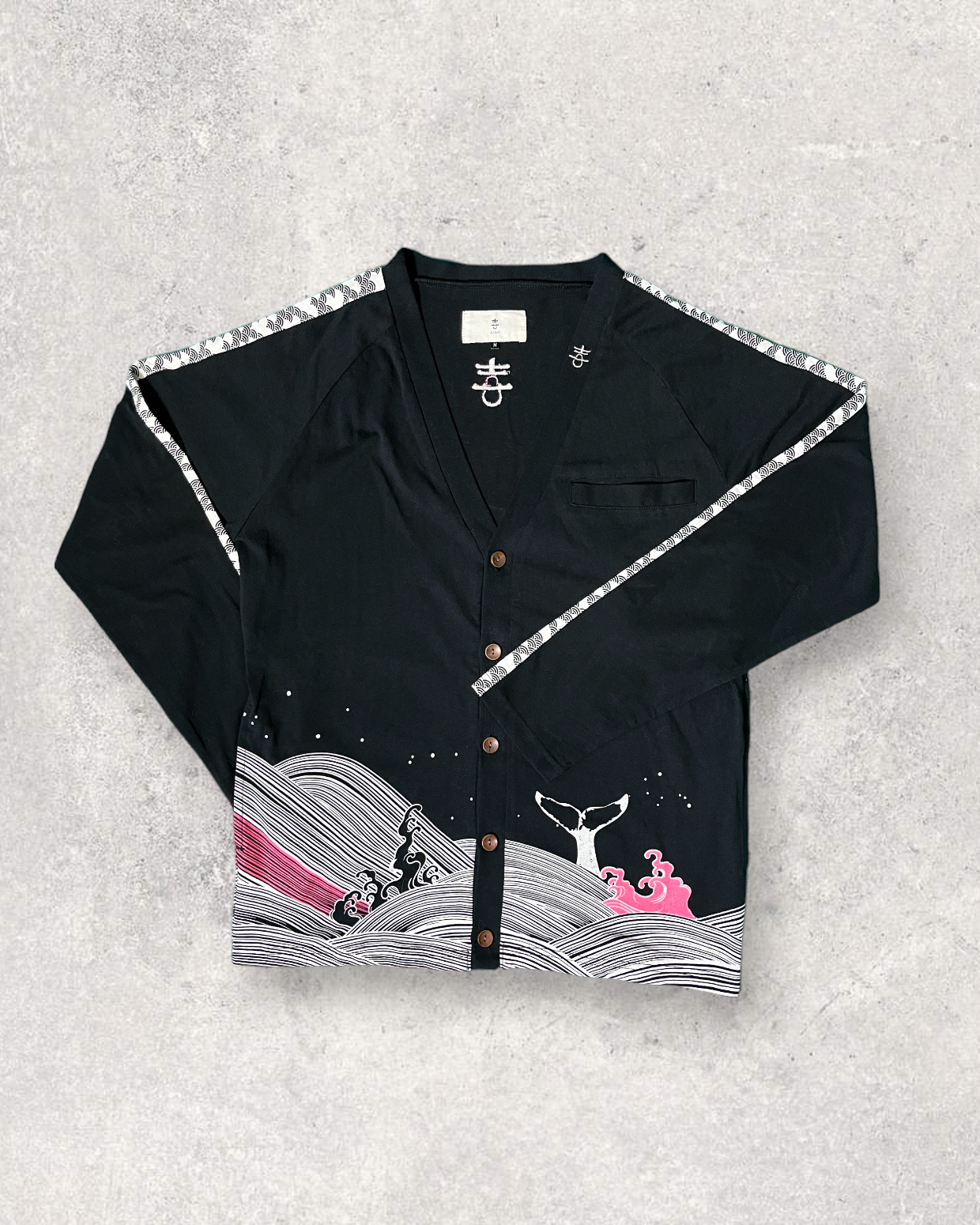 Kijin Japanese pattern whale cardigan | Vintage cardigan