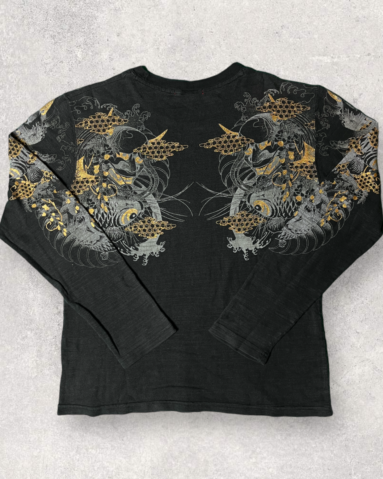 Gold HANNYA long sleeve shirts Japanese transional design Vintage
