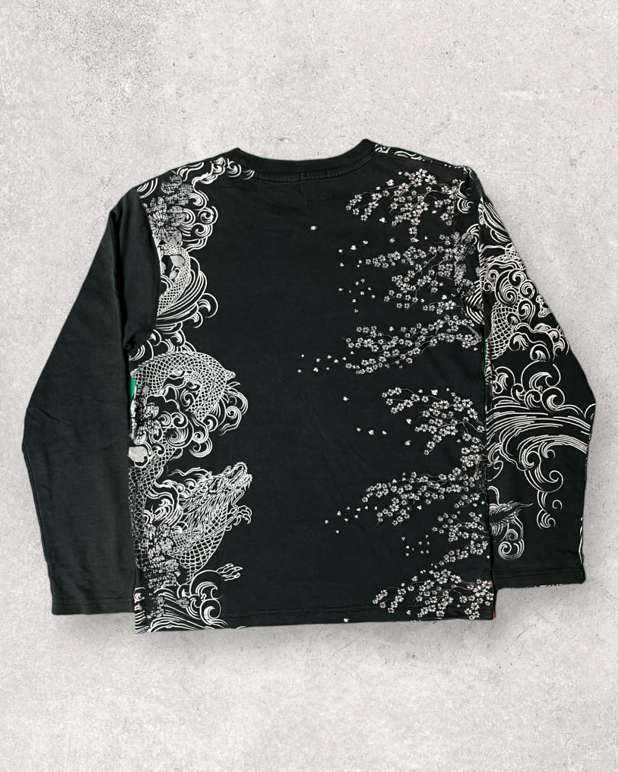 Japanese Transitional design Vintage T shirts long sleave black