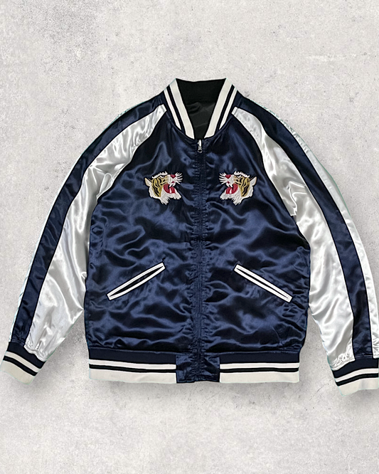 [L] Simple cute tiger reversible sukajan, big size  | vintage sukajan