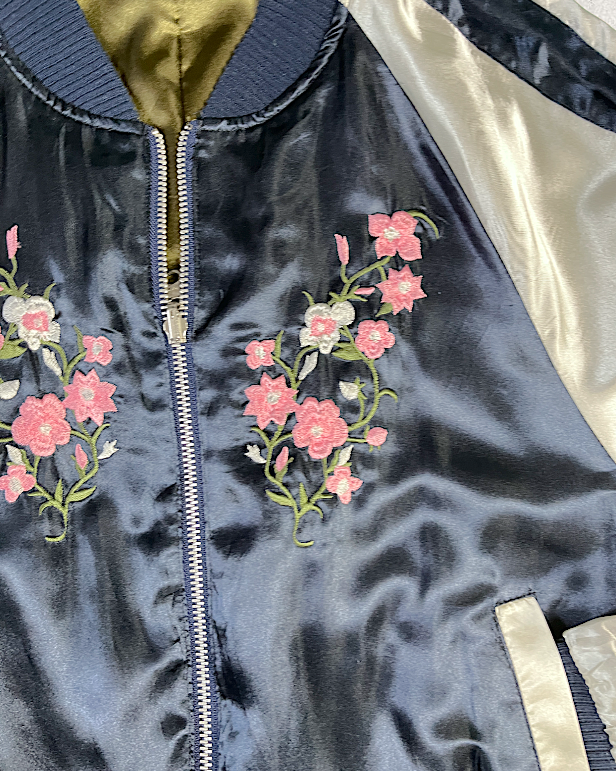 [M] Flower Cute simple reversible sukajan | Vintage sukajan