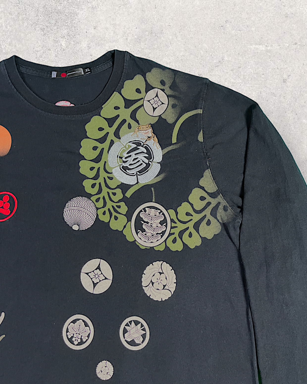 [XL]Beautiful Sanmaruichi long sleeve T-shirt XL Sanmaruichi embroidery | vintage