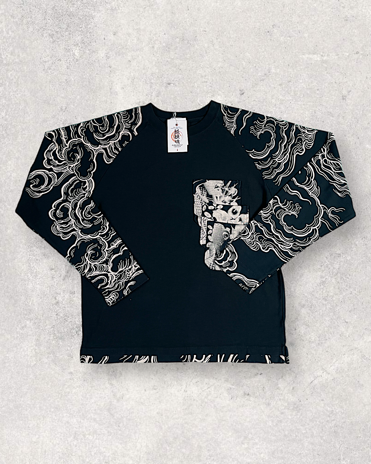 [L]Brand-new KARAKURI TAMASHII embroidery KOI t-shirts | vintage