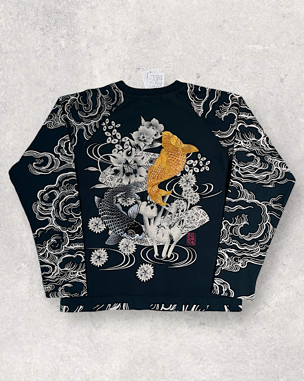 [L]Brand-new KARAKURI TAMASHII embroidery KOI t-shirts | vintage