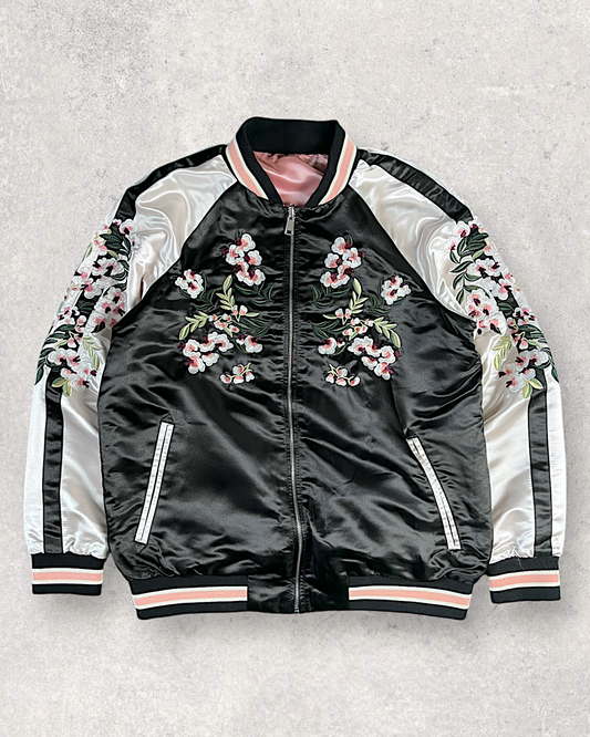 [M] Cute flower with Phenix reversible thick jacket | Vintage jacket