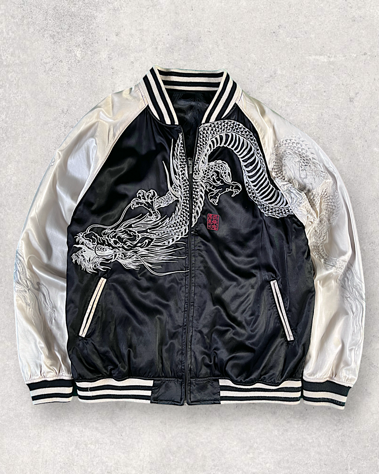 [XL] Dragon and flower reversible jacket | Vintage jacket